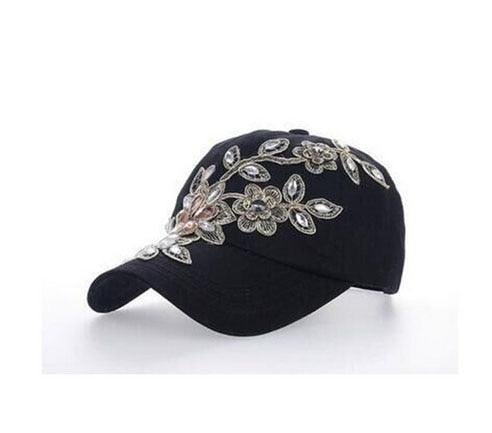 Cowgirl's Diamond Embroidery Flower Baseball Cap Country in My Heart