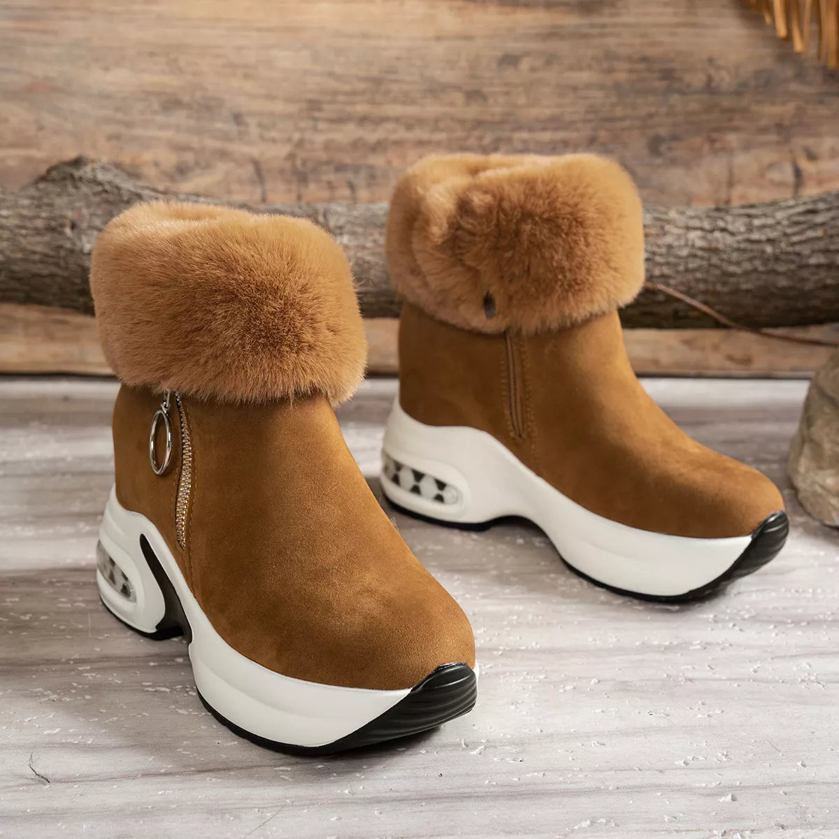 Fuzzy Side Zipper Platform Ankle Boots New Era Fashion LLc