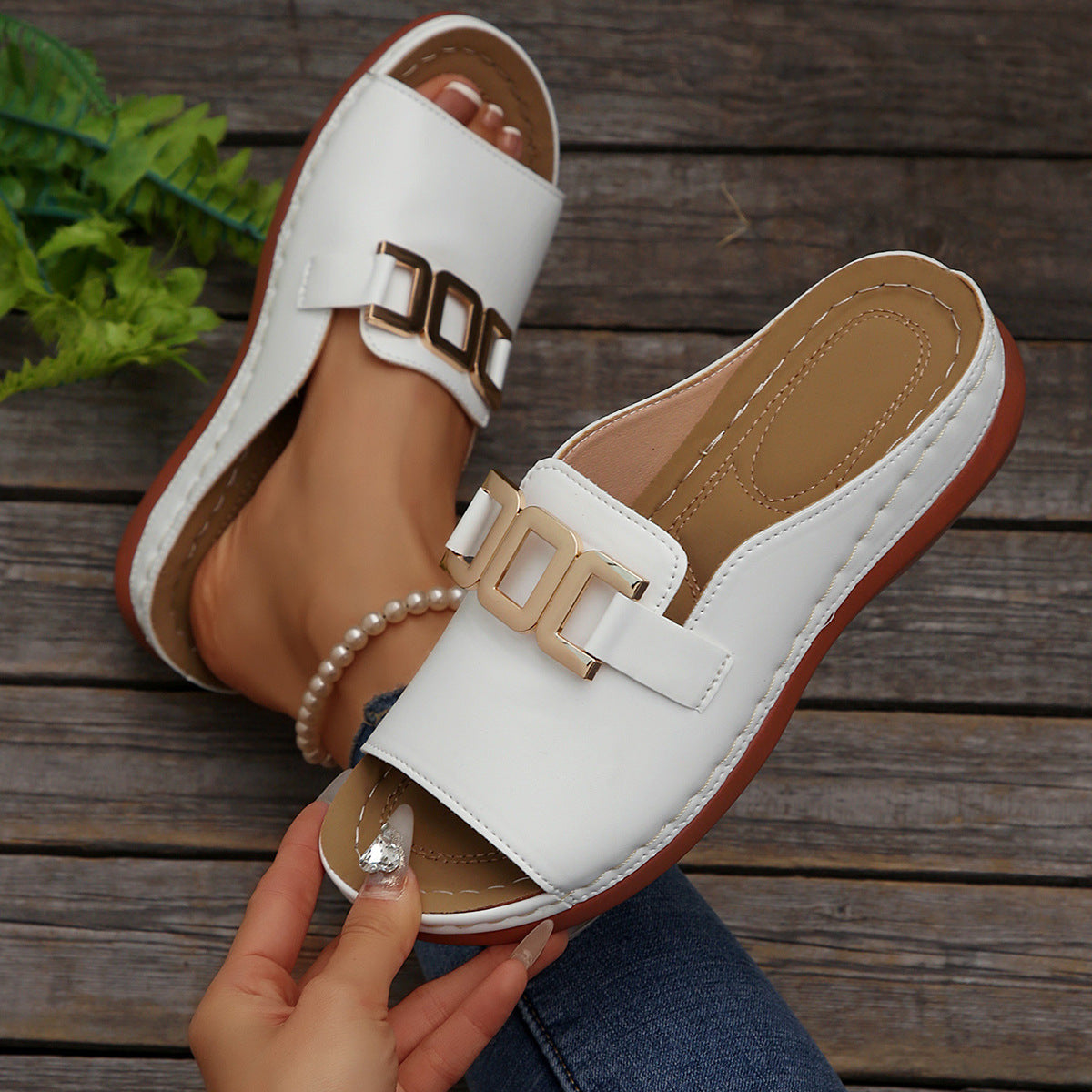 Chain Wedge Platform Peep-Toe Sandals – 5 Colors EU 36–45 FitiqueFit