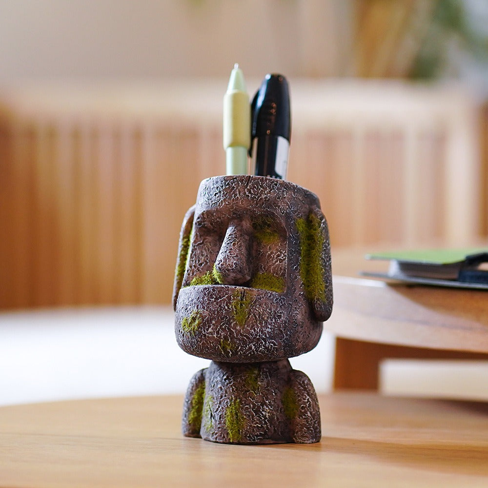 3D Resurrection Island Stone Statue Pen Holder Bathroom Storage Decoration Resin