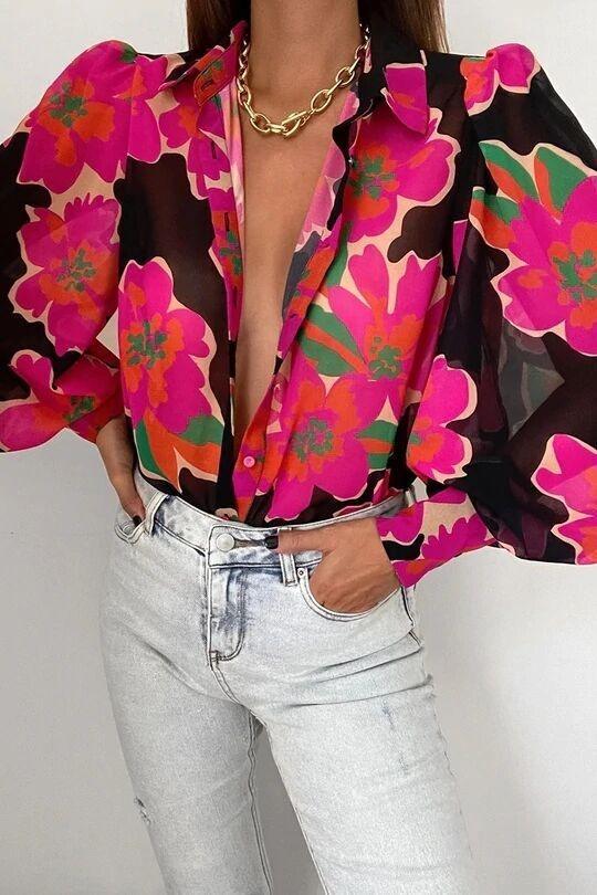 Long Sleeved Single Breasted Casual Top | Colorful Cowgirl Fashion for Every Day Country in My Heart