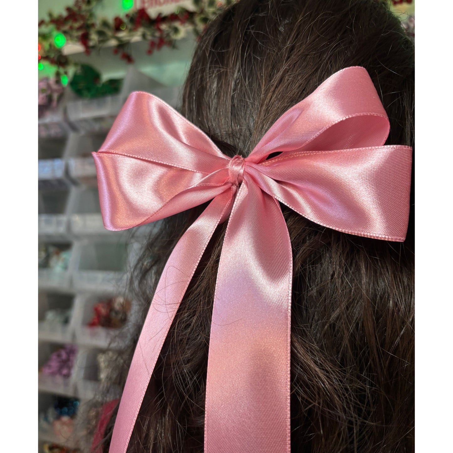 Pink Silk Valentine's Day Double Long Bow Enchanted Scrunch
