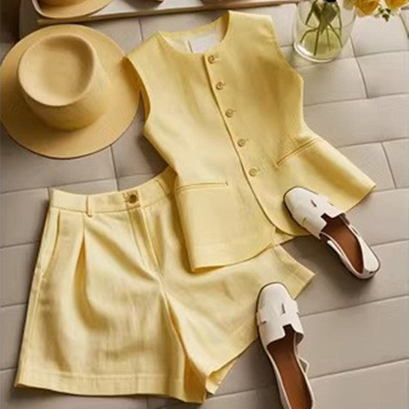 Suit Vest Suit Women's Cotton And Linen FitiqueFit