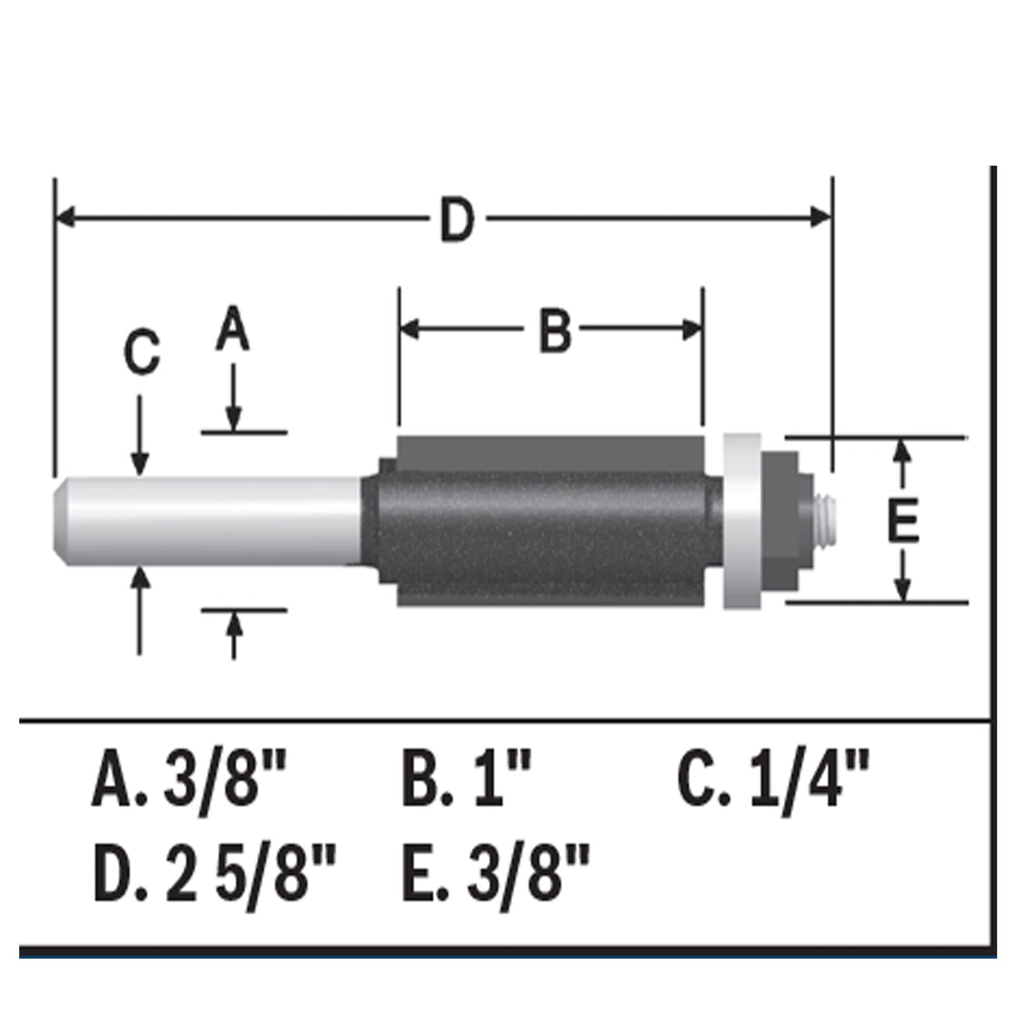 BOSCH 85268MC 3/8 In. x 1 In. Carbide-Tipped Double-Flute Flush Trim Router Bit VM Hardware