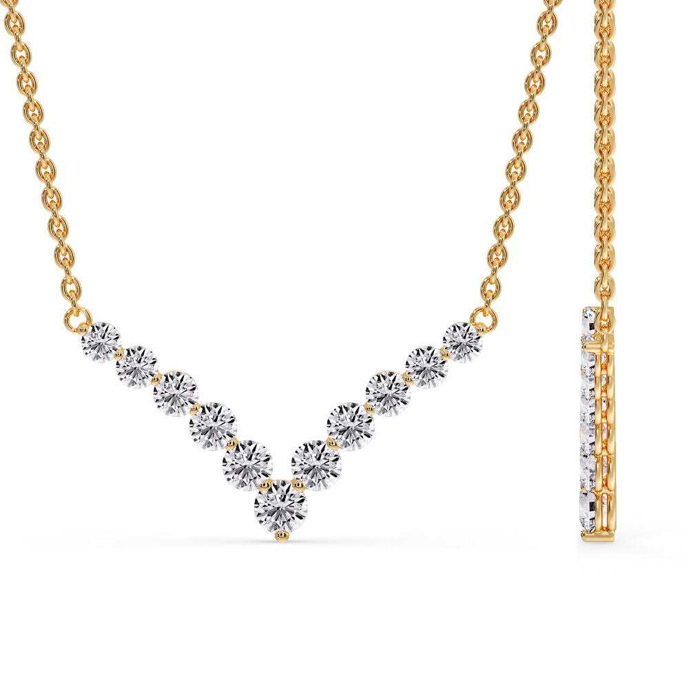 Round Graduated V-Necklace Fascinating Diamonds