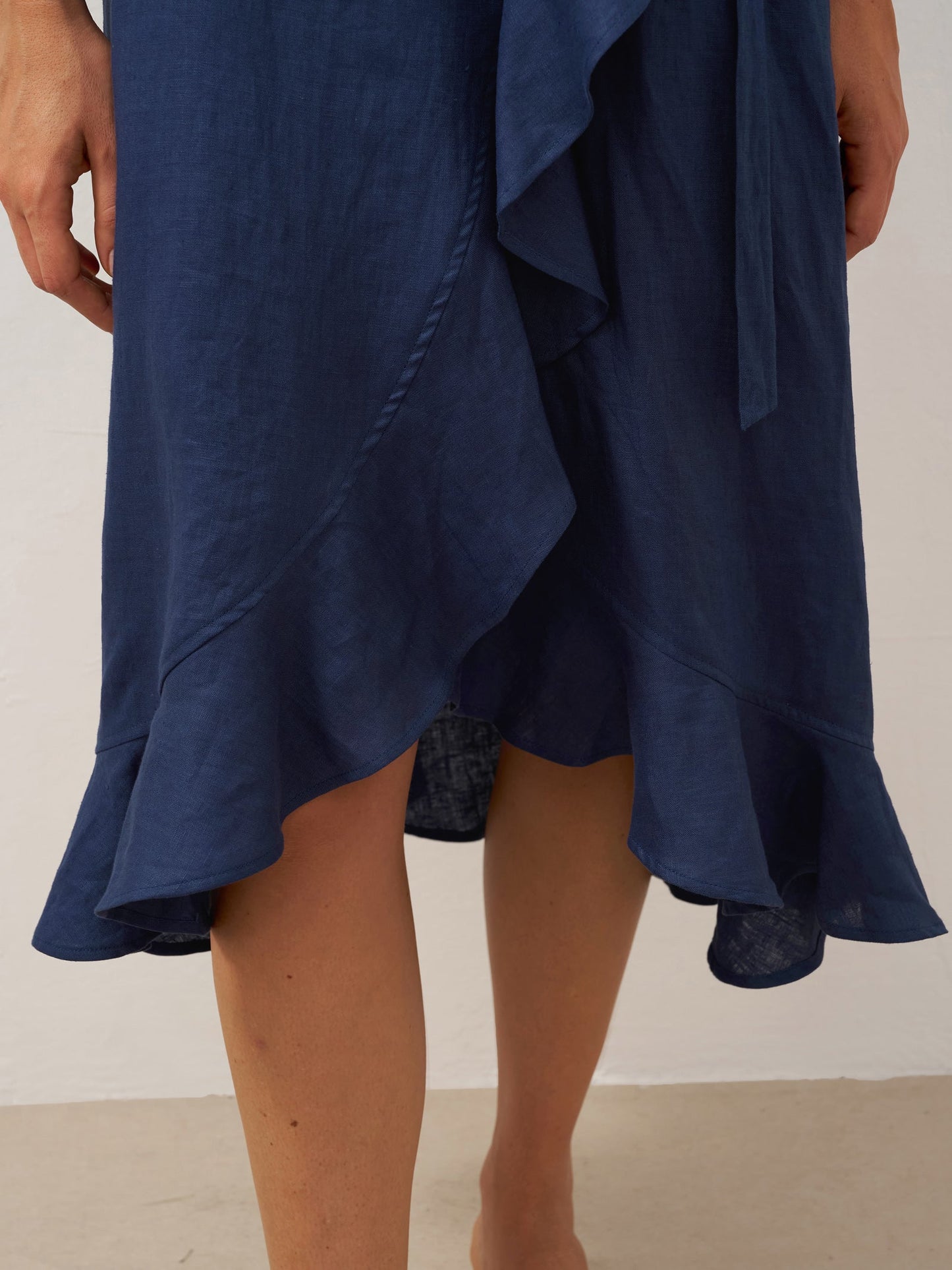 100% Linen V-Neck One-Piece Ruffle Hem Maxi Dress MAYA