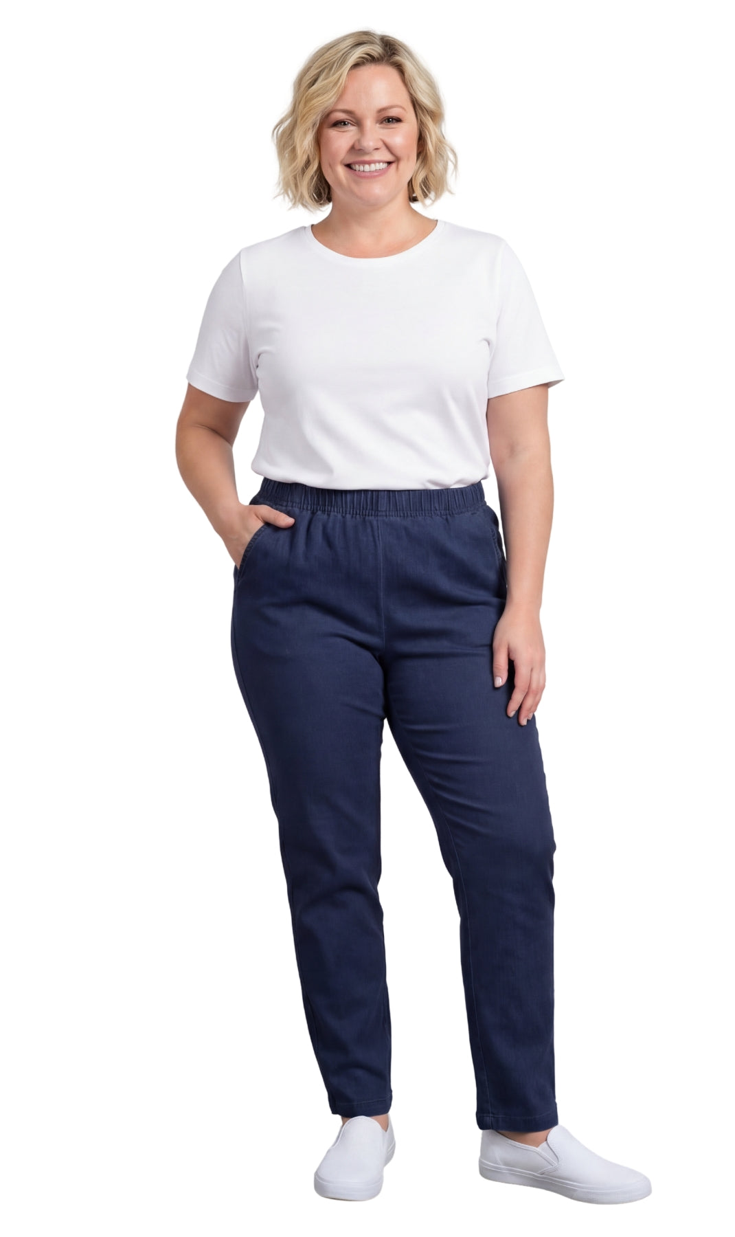 Women's Lightweight Pull-On Denim Jeans with Elastic Waist – Relaxed Fit Stretch Jeans for Casual Everyday Wear TURTLE BAY APPAREL