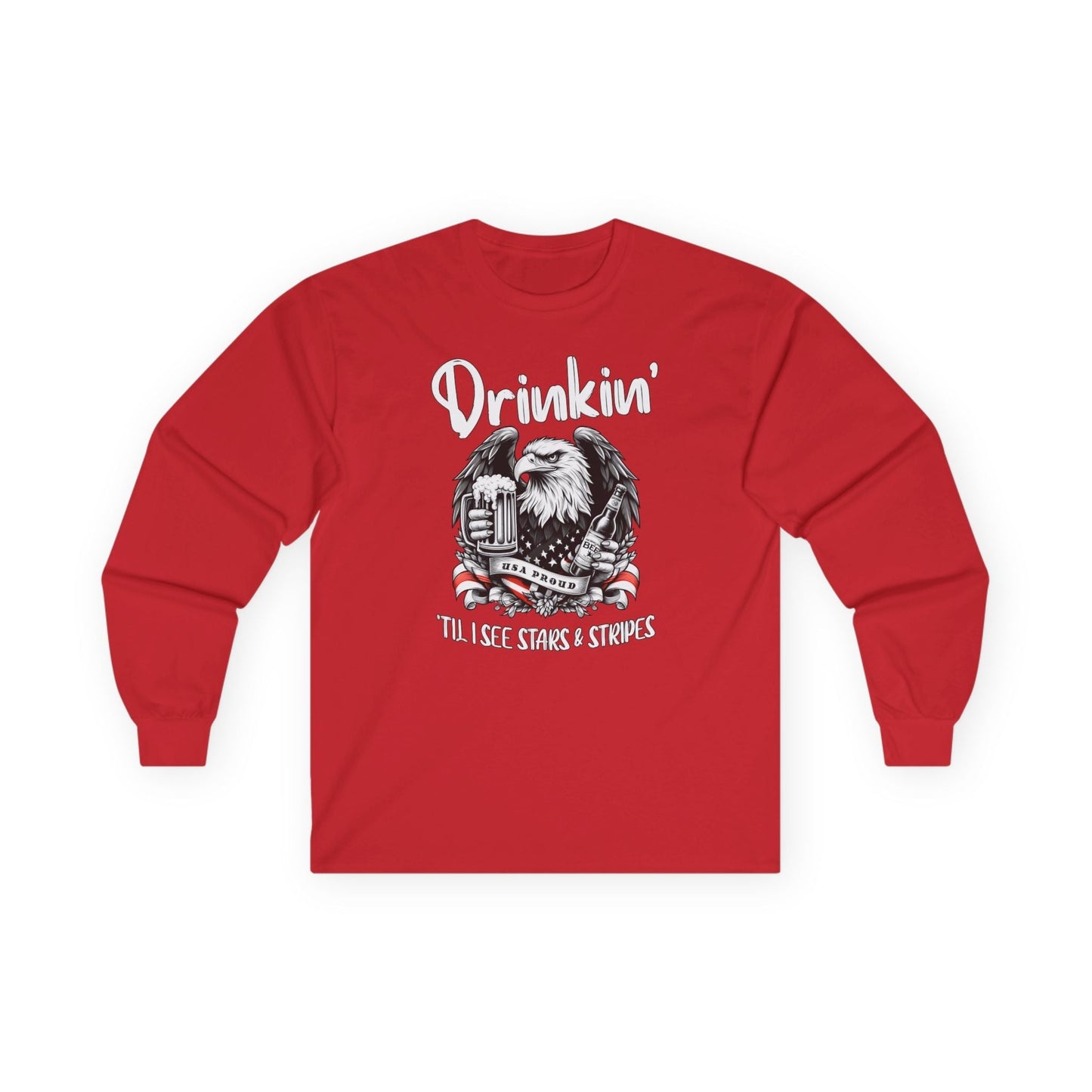 Drinkin' Til I See Stars & Stripes Long Sleeve Tee The Devil's Pickle