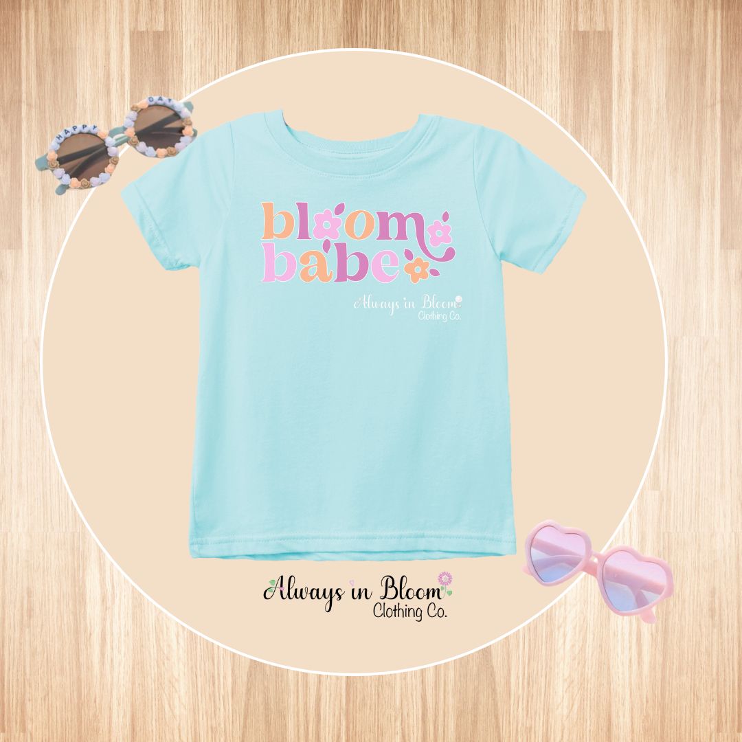 Girls Graphic Tee - Bloom Babe -Teal Always In Bloom Clothing Co