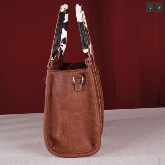 Wrangler Cow Print Concealed Carry Tote/Crossbody - Brown Country in My Heart