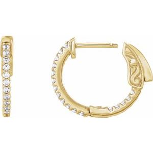 14K Yellow 1/3 CTW Natural Diamond Inside-Outside 15.5 mm Hinged Hoop Earrings Ethereal Legacy Boutiques