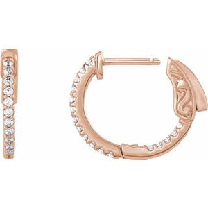 14K Rose 1/3 CTW Lab-Grown Diamond Inside-Outside 15.5 mm Hinged Hoop Earrings Ethereal Legacy Boutiques