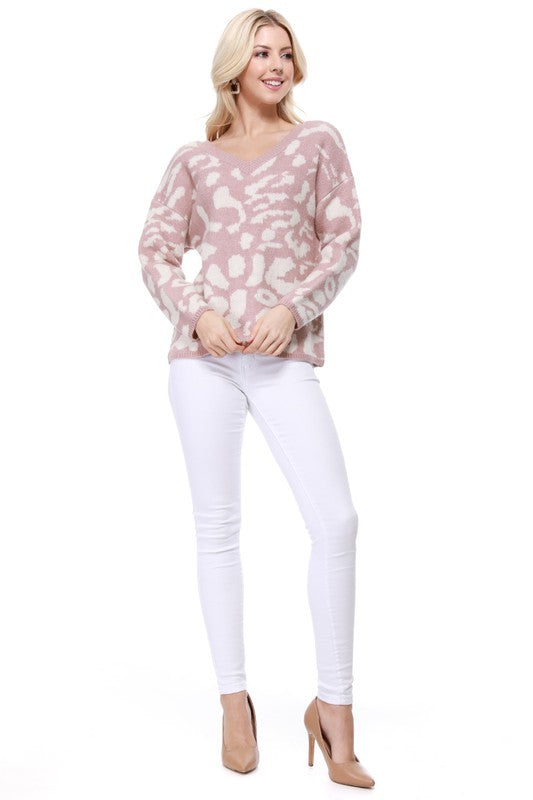 Leopard Pattern Jacquard Sweater Pull Over Top Shop Style & More | Fresh Looks, Everyday Deals & Free Shipping