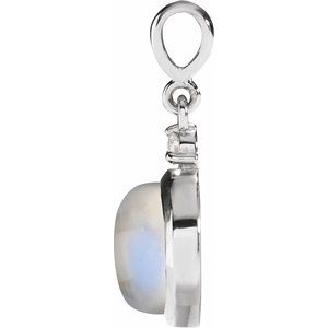 Platinum 6 mm Natural Rainbow Moonstone & .03 CT Natural Diamond Pendant Ethereal Legacy Boutiques