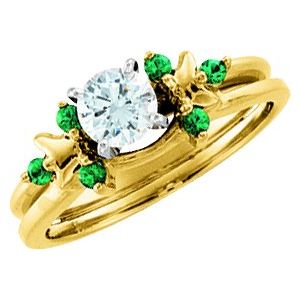 14K Yellow Natural Emerald Wrap-Style Ring Enhancer Ethereal Legacy Boutiques