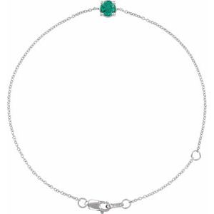 14K White Lab-Grown Emerald 6 1/2-7-1/2" Bracelet Ethereal Legacy Boutiques