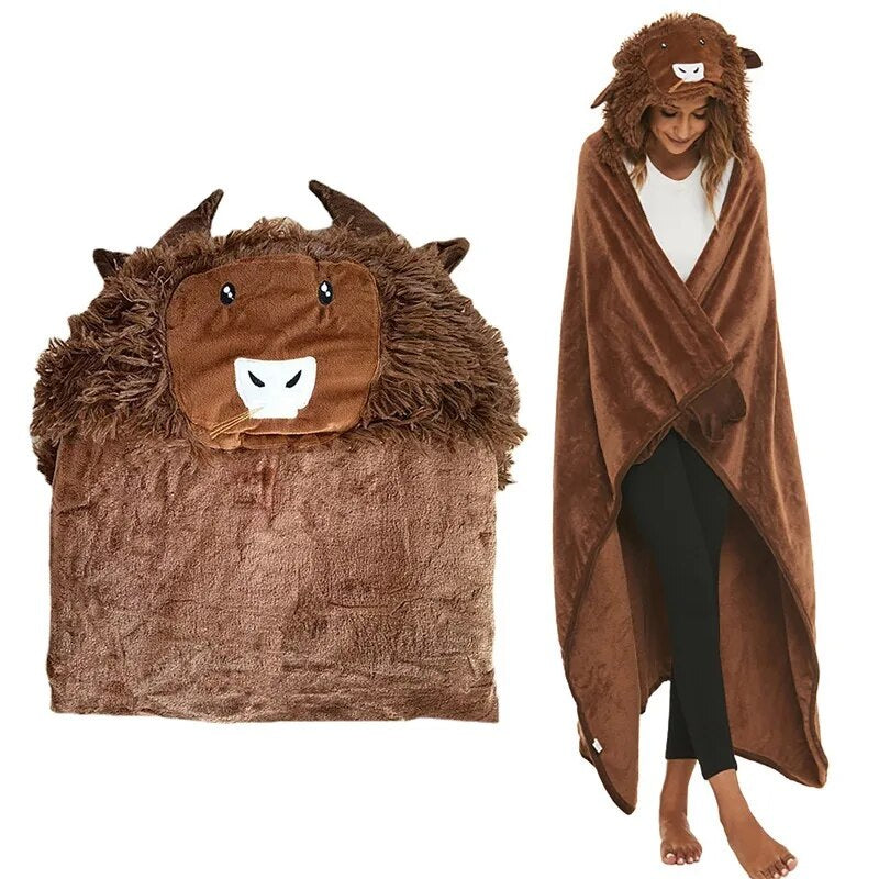 Winter Hooded Flannel Sloth Shaped Blanket ViralGalleria.com