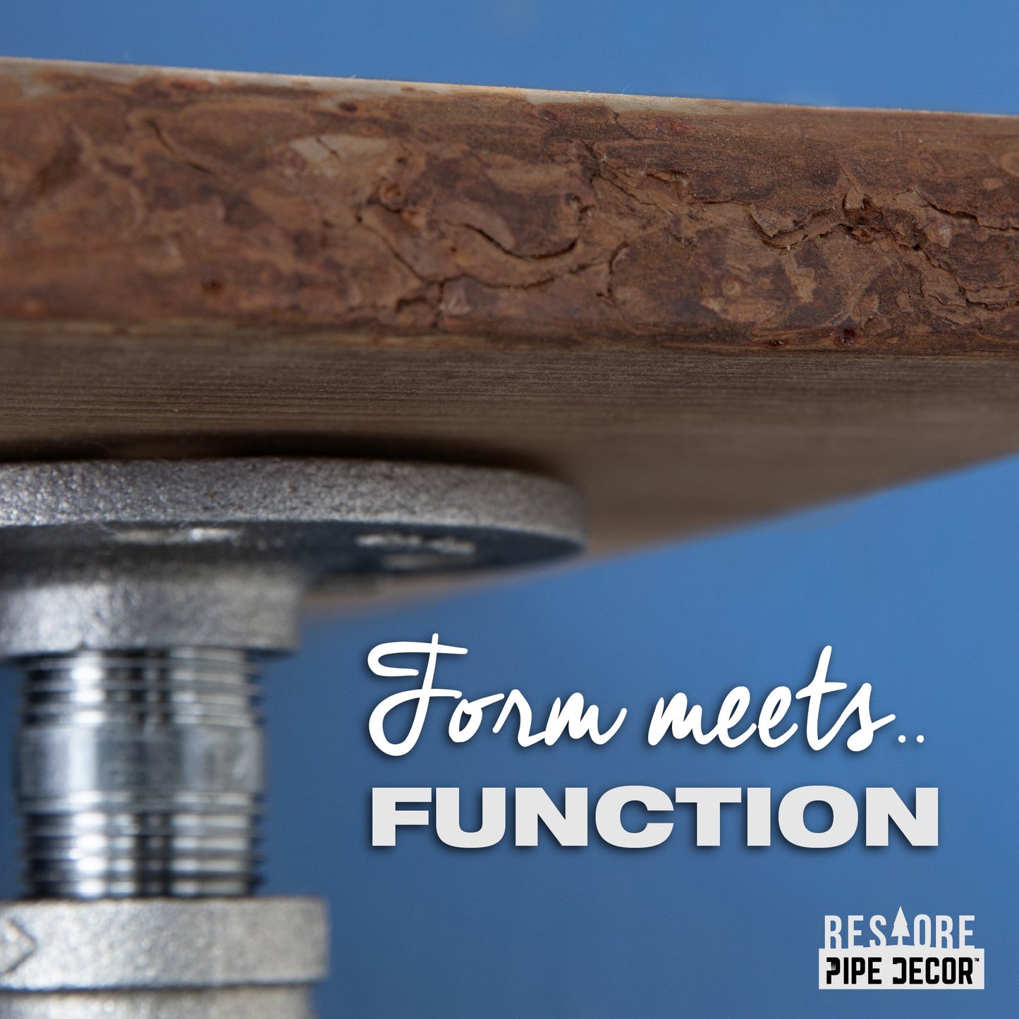 24” Trail Brown Live Edge Wood Shelf with L-Shaped Pipe Brackets (2-Pack) PIPE DECOR