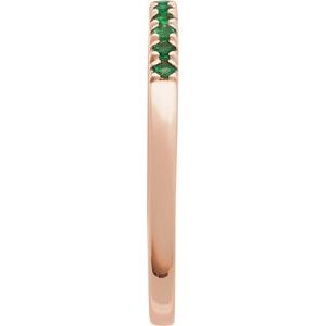14K Rose Natural Emerald Stackable Ring Ethereal Legacy Boutiques