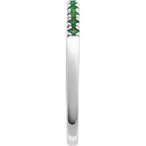 14K White Natural Emerald Stackable Ring Ethereal Legacy Boutiques