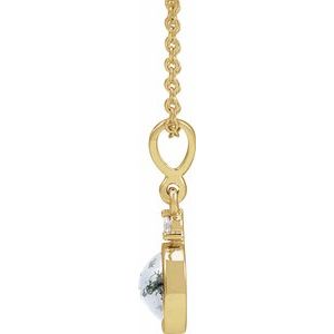 14K Yellow 6 mm Natural Moss Agate & .03 CTW Natural Diamond 16-18" Necklace Ethereal Legacy Boutiques
