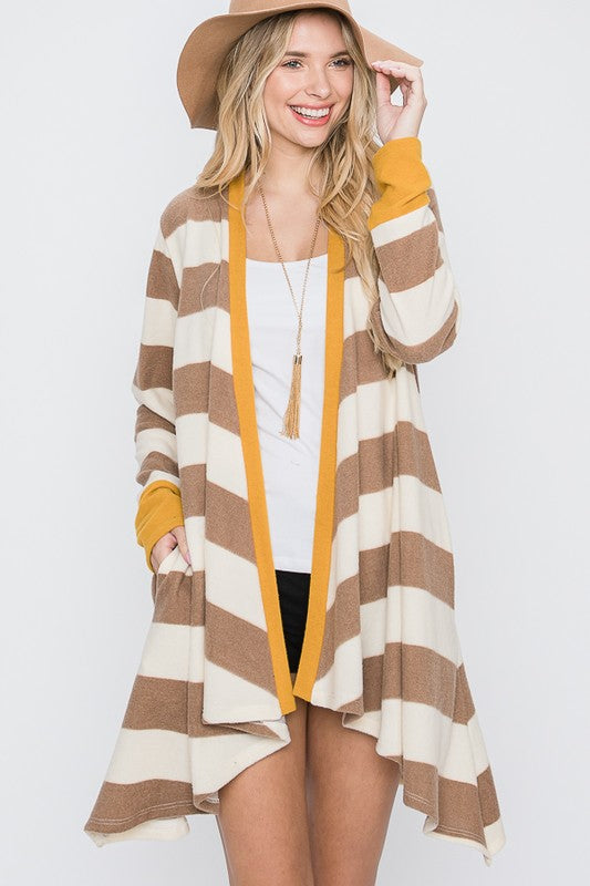 Open Front Striped Draped Cardigan Shop Style & More | Fresh Looks, Everyday Deals & Free Shipping