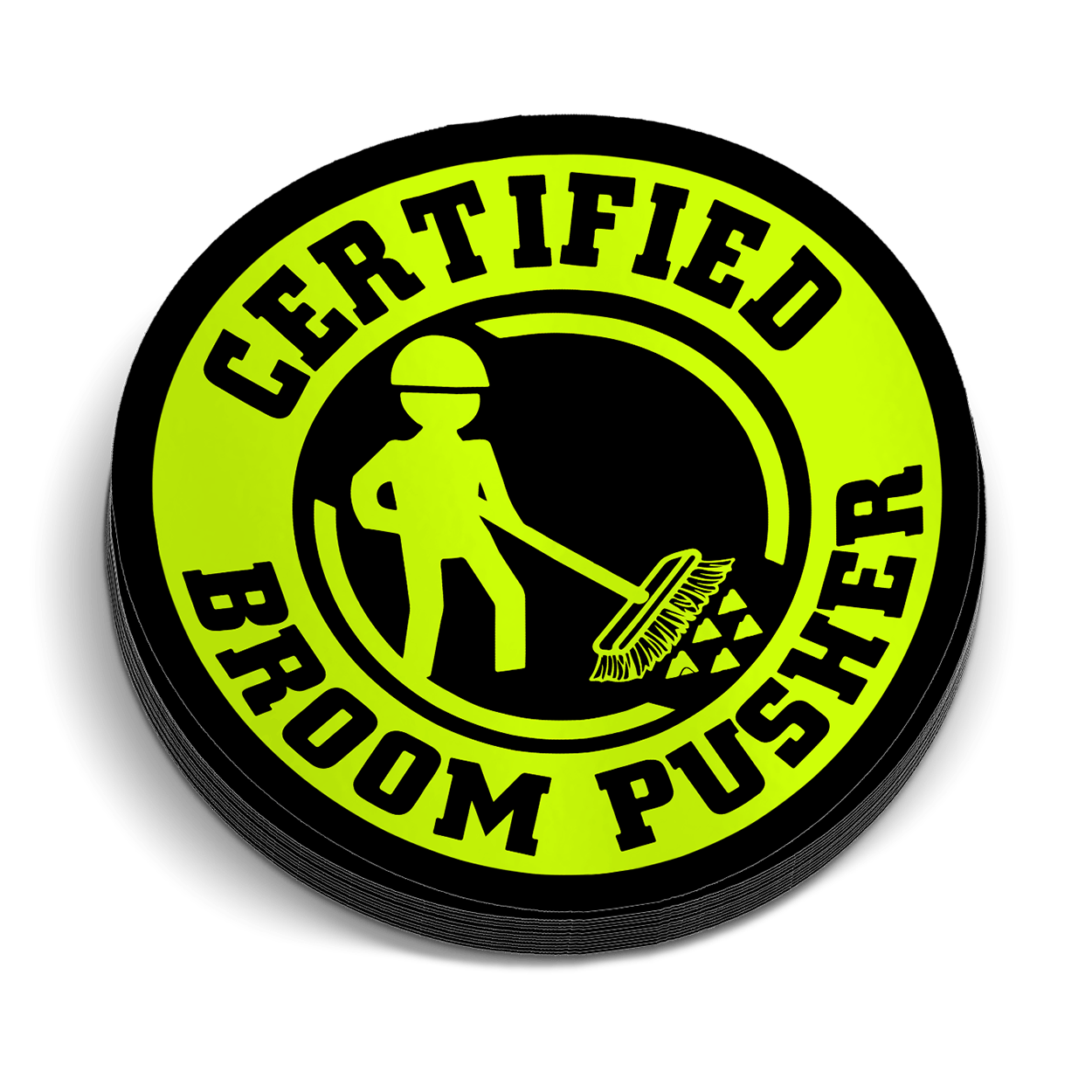 Broom Pusher Hard Hat Decal Armed American Supply