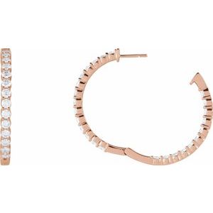 14K Rose 4 CTW Natural Diamond Inside-Outside Hinged 36 mm Hoop Earrings Ethereal Legacy Boutiques