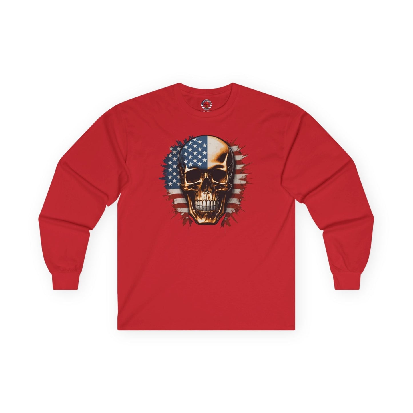 American Flag Skull Long Sleeve Tee The Devil's Pickle