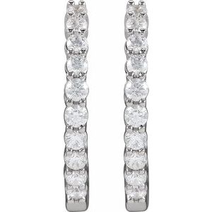 14K White 1 CTW Lab-Grown Diamond Inside-Outside Hinged 19.3 mm Hoop Earrings Ethereal Legacy Boutiques