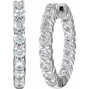 14K White 2 CTW Lab-Grown Diamond Inside-Outside Hinged 20 mm Hoop Earrings Ethereal Legacy Boutiques