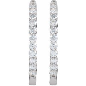 14K White 3 CTW Lab-Grown Diamond Inside-Outside Hinged 30 mm Hoop Earrings Ethereal Legacy Boutiques
