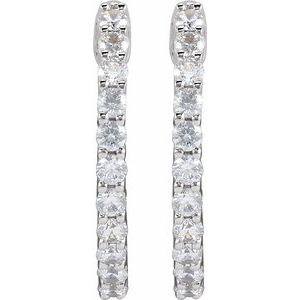 14K White 3/4 CTW Lab-Grown Diamond Inside-Outside Hinged 17.2 mm Hoop Earrings Ethereal Legacy Boutiques
