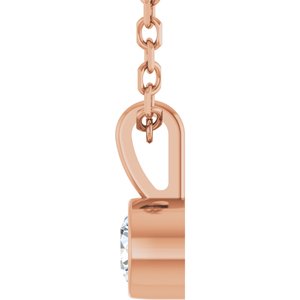 14K Rose 1/10 CT Natural Diamond Bezel-Set Solitaire 16-18" Necklace Ethereal Legacy Boutiques