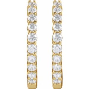 14K Yellow 1 CTW Natural Diamond Inside-Outside Hinged 19.3 mm Hoop Earrings Ethereal Legacy Boutiques