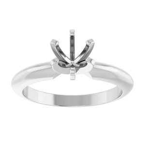 14K White 5.4-5.7 mm Round Heavy 6-Prong Engagement Ring Mounting Ethereal Legacy Boutiques