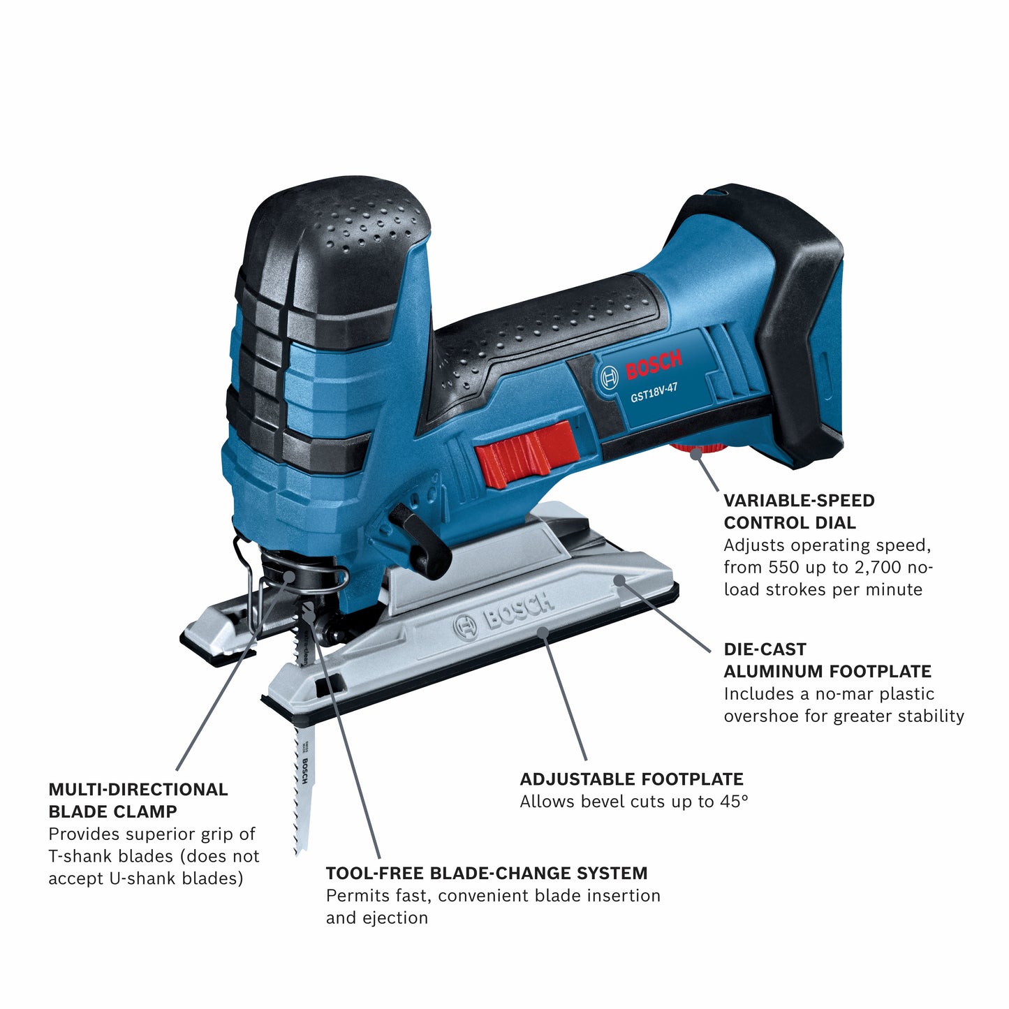 BOSCH GST18V-47N 18V Barrel-Grip Jig Saw (Bare Tool) VM Hardware