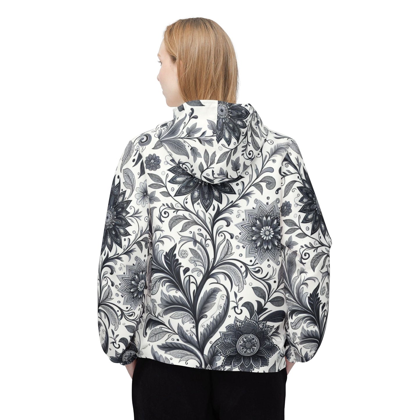 Floral Pattern Windbreaker Jacket, Lightweight Rain Jacket, Stylish Outerwear, Perfect Gift for Her, Outdoor Adventures, Trendy Layering Grayceful LLC