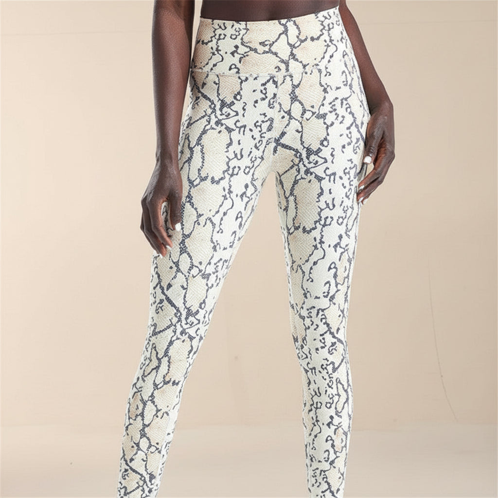 Cropped High-Waisted Leggings – Snake Print Workout Pants FitiqueFit