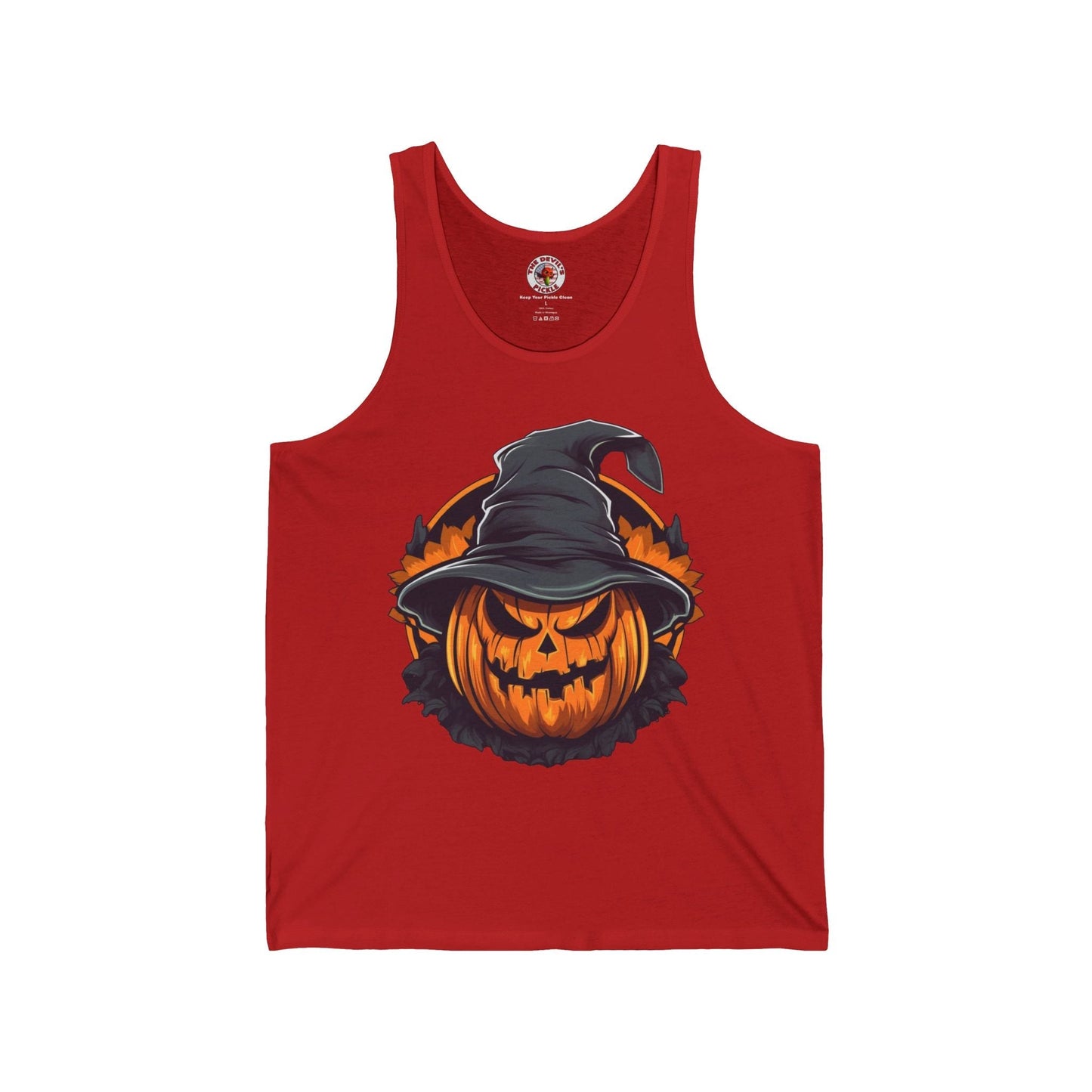 Scary Witch Pumpkin Halloween Tank Top The Devil's Pickle