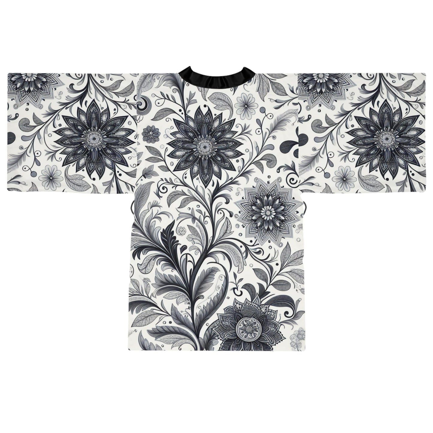 Elegant Floral Long Sleeve Kimono Robe, Stylish Lounge Wear, Perfect for Relaxation, Gift for Her, Home Spa Essentials, Beautiful Design Grayceful LLC