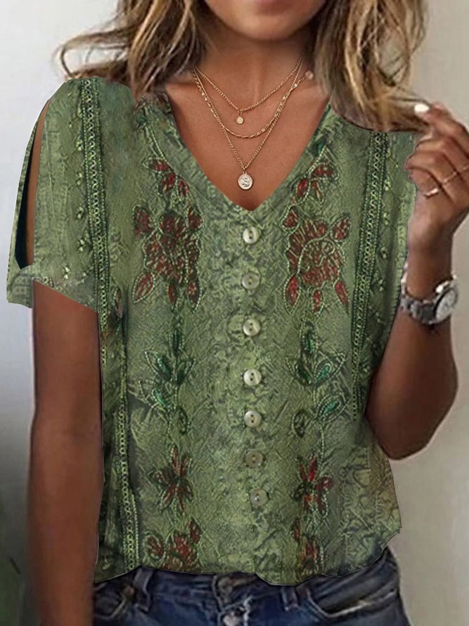 Women’s Lace Heart Print T-Shirt – Summer Short Sleeve Casual Top FitiqueFit
