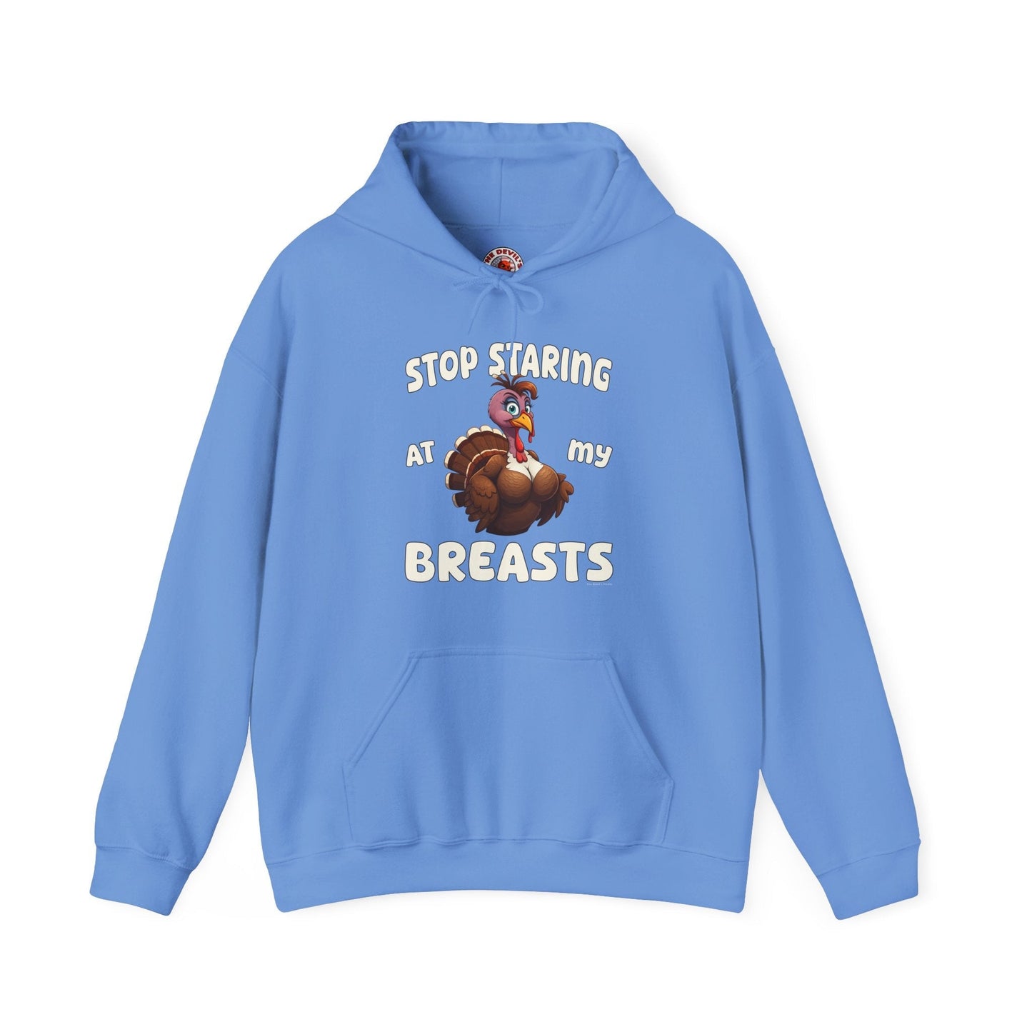 Stop Staring At My Breasts Hooded Sweatshirt The Devil's Pickle