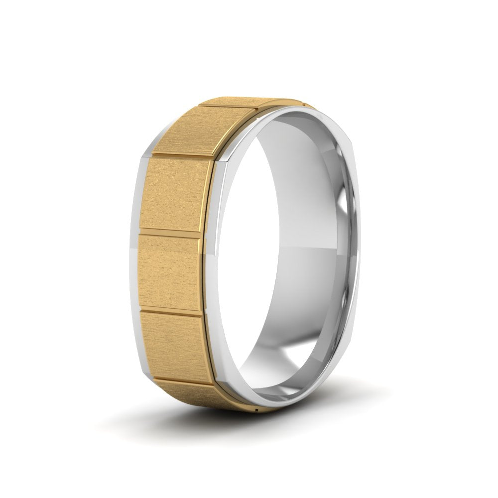 2 Tone Gold Texture Square Band Ring Fascinating Diamonds