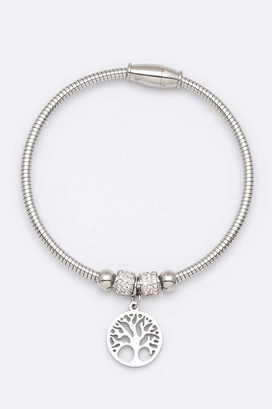 Stainless Steel Tree Charm Wired Bracelet Shop Style & More | Fresh Looks, Everyday Deals & Free Shipping
