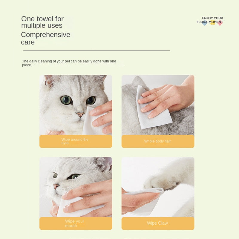 Pet Wet Wipes 80 Sheets Dog Cat Wet Tissues No Rinse Cleaning Eye Tear Stains Body Supplies Wet Tissues