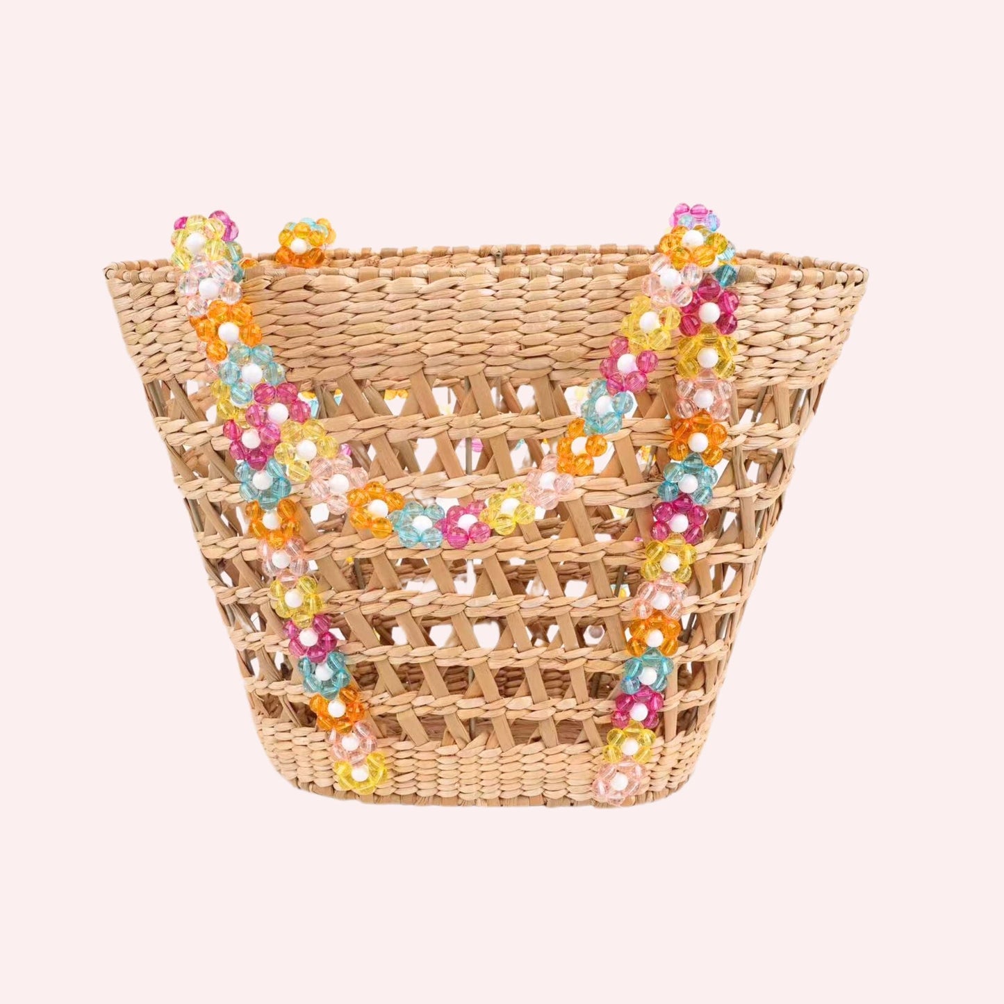 Beaded Beach Basket Tote By Jenna Lee