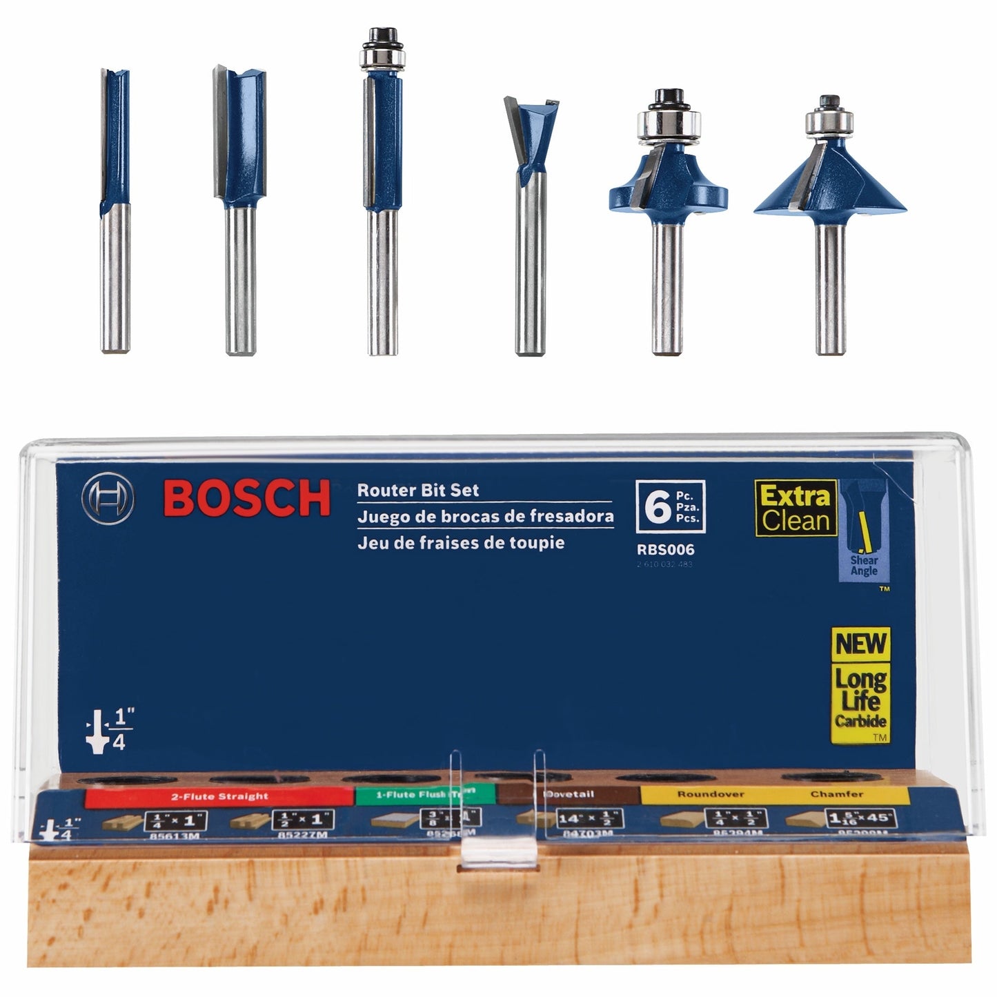 BOSCH RBS006 6pc Multi-Purpose Set 1/4 In.-Shank VM Hardware