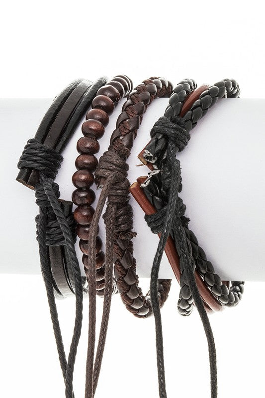 UNISEX MIX BEADS LEATHER BRACELET SET Shop Style & More | Fresh Looks, Everyday Deals & Free Shipping