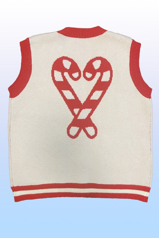 Candy cane knit button front vest Shop Style & More | Fresh Looks, Everyday Deals & Free Shipping